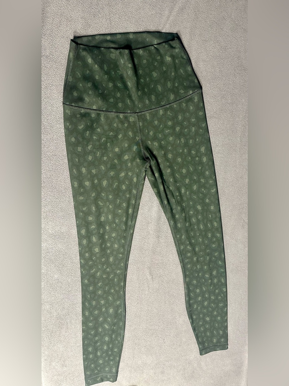 90 Degree By Reflex Olive Green Leopard-Print Leggings